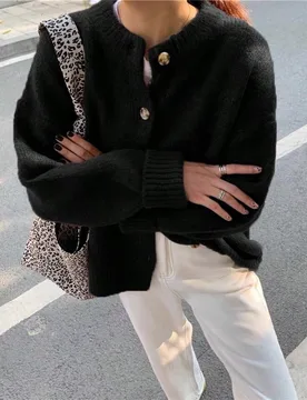 Cárdigan de punto vintage casual para mujer EAVA, corte holgado para otoño/invierno, versátil para ir al trabajo, estilo streetwear y old money, ne - Shein - FashionsVida