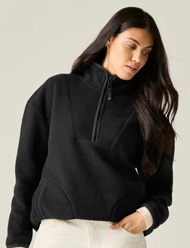 Women's Frankie Borg Longline Relaxed Fleece Sweatshirt in Black Size: 18 - Black - Size: 18 - Regatta - FashionsVida