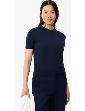 De manga corta de punto 3d en azul - Lacoste - FashionsVida