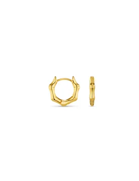 LUXE Polished Bamboo Huggie Hoop Earrings - Orelia London - FashionsVida