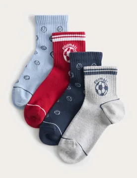 Pack Football Graphic Cotton Rich Socks (6 Small - 7 Large) Multi male - M&S - FashionsVida