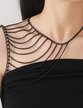 Multi Layer Tassel Shoulder Chain Fashion Simple Necklace Alloy Metal Body Chain Party Bar Costume Accessories Gold Silver Black - Aliexpress - FashionsVida