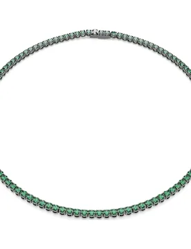 Collana Tennis Matrix, Taglio Round, Verde, Placcato rutenio M - Swarovski - FashionsVida