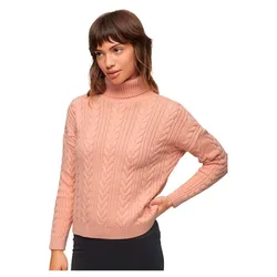 Maglione Drop Shoulder Cable Roll Neck Nappa Pink Twist L