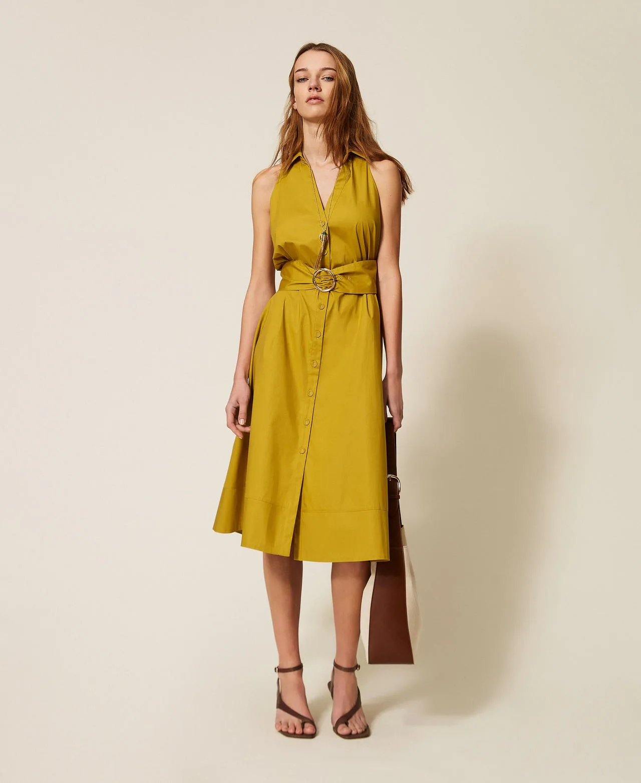 Twinset Robe midi en popeline - TWINSET - FashionsVida