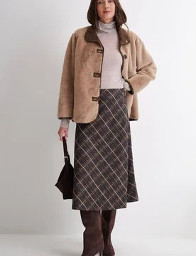 Women's Bias Cut Check Knit A-Line Midi Skirt in Black Size: 22 - Black - Size: 22 - Klass. - FashionsVida