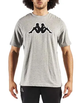 T-shirt à Manches Courtes Airi Korporate Grey Md Mel / Black / White S - Kappa - FashionsVida