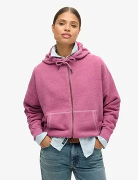 Superdry Damen Überfärbte Essential Kapuzenjacke mit Logo Pink - Größe: 38 - 89.99 - FashionsVida