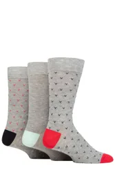 Mens 3 Pair Patterned Bamboo Socks Arrow Grey 7-11 Mens - Grey - Size: 7-11 Mens