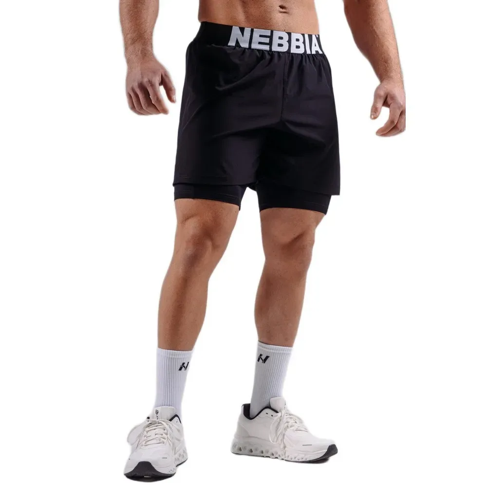 Short Double-layer Training Primal 878 Black M - Nebbia - FashionsVida