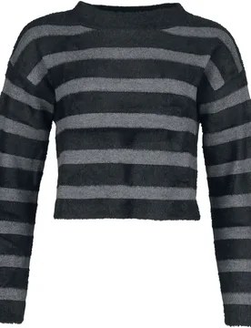 Gothic Sweatshirt - Stormstripe Sweater - XXL - für Damen - Größe XXL - schwarz/grau - Frauen - female - KIHILIST by KILLSTAR - FashionsVida