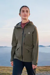 Women's 'Tiber' 3 Layer Extreme Waterproof Breathable Taped Seam Hiking Jacket in Khaki Size: 18 - Khaki - Size: 18