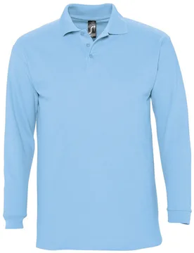 Mens Winter Ii Long Sleeve Pique Cotton Polo Shirt (Sky) - Multicolour - Size X-Large - SOLS - FashionsVida