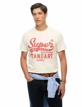 T-shirt à Manches Courtes Standard Script Cream 2XL - Superdry - FashionsVida