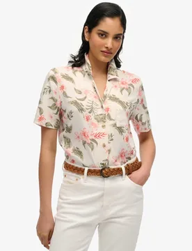 Superdry Damen Beach Resort Hemd Cream - Größe: 34 - 49.99 - FashionsVida