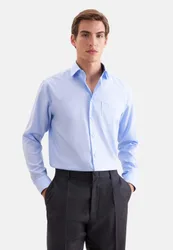 Regular Business Hemd Uni Blau 46