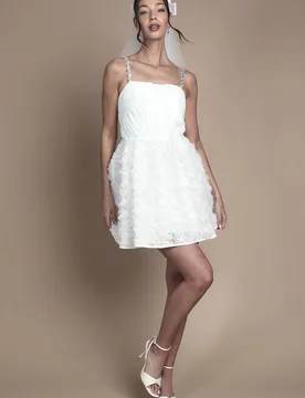 Women's Pleat Bodice Jewell Strap Mini Dress in Ivory Size: 10 - Ivory - Size: 10 - Coast - FashionsVida