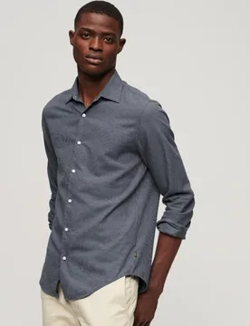Superdry Herren Schickes Langarmhemd aus Baumwolle Marineblau - Größe: S - 79.99 - FashionsVida