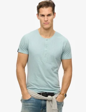 Superdry Men's The Merchant Store Henley-shirt mit Kurzen Ärmeln Hellblau - Größe: XL - 39.99 - FashionsVida