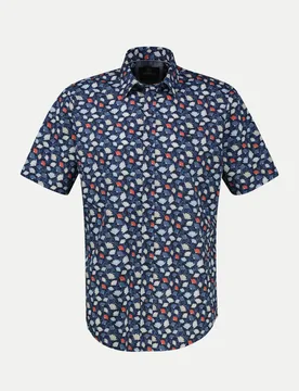 Lerros Kurzarmhemd Floral Blau L - Lerros - FashionsVida
