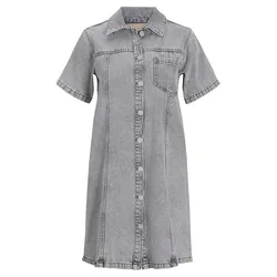 Vestito Midi A Maniche Corte Amor Grey Denim XS