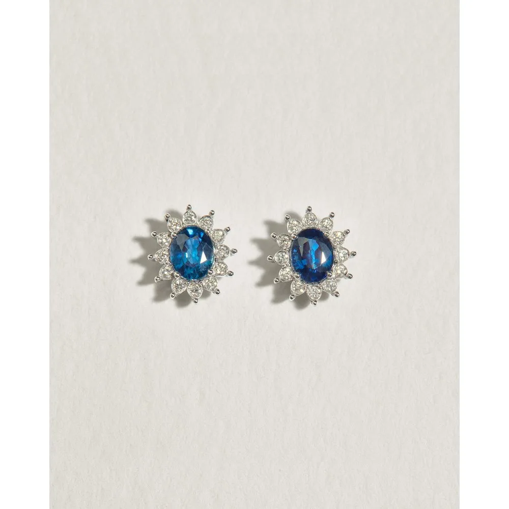Pendientes de oro con diamante y zafiro - El Corte Inglés - FashionsVida