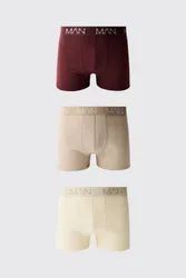 Mens 3 Pack Multi Tonal Man. Boxers - Multicolour Cotton - Size Medium