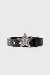 Herren PU-Gürtel Mit Sternschnalle Black Größe L/XL