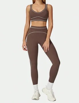 MFVIM Conjunto de 2 piezas de sujetador deportivo & leggings para mujer primavera/verano, atuendo casual de athleisure para fitness y uso al aire libr - Shein - FashionsVida