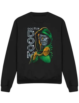 Unisex Fantastic Four Dr. Doom Chrome Street Sweatshirt, Black Size: Small - Black - Size: S - Marvel - FashionsVida