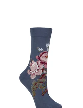 Women's 1 Pair Pantherella x Sanderson Hykenham Egyptian Cotton Socks Inkwood 4-7 Womens - Multi Coloured - Size: Small - SockShop - FashionsVida