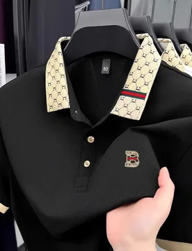 Summer Men's Color Block Lapel Polo Shirt Luxury B Letter Embossed Lightweight Breathable Fashion Short Sleeve Casual Top - Aliexpress - FashionsVida