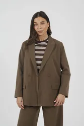 Women's Structured Blazer in Brown Size: Small - Brown - Size: S
