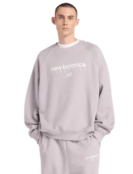 Fleece Men Sweatshirts - Grey - Size L - Poly Jersey - Grey - Size: Large - New Balance - FashionsVida