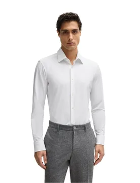 Mens Joe Point Collar Long Sleeve Oxford Shirt In White - Size 16.5 Inch - BOSS - FashionsVida