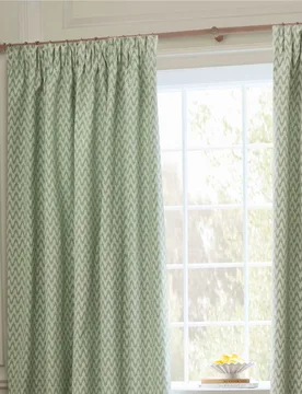 Hutton Jacquard Pencil Pleat Curtains Green Mix - Sanderson - FashionsVida