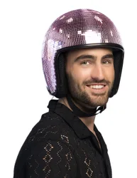 Helm Diskokugel Pink für Erwachsene