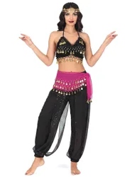 Bauchtänzerin Kostüm schwarz und rosa für Damen - komplettes orientalische Kostüm Frau - female