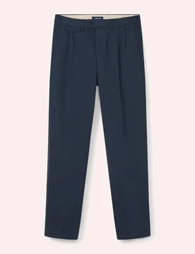 Feintwill Bundfalten-Chino, Regular Fit#normale Größen#schlanke Größen#untersetzte Größen, Farbe Blau, 60, besonders weich mit Hemdenstopper Her - Walbusch - FashionsVida