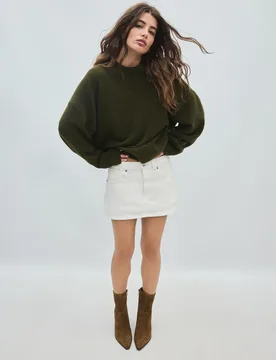 Basic-Strickpullover mit weichem Griff Khaki XS - Stradivarius - FashionsVida