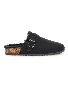 Pantofole nere con fibbia e interno con pelo 1210 37 - ALTEMBERG - FashionsVida