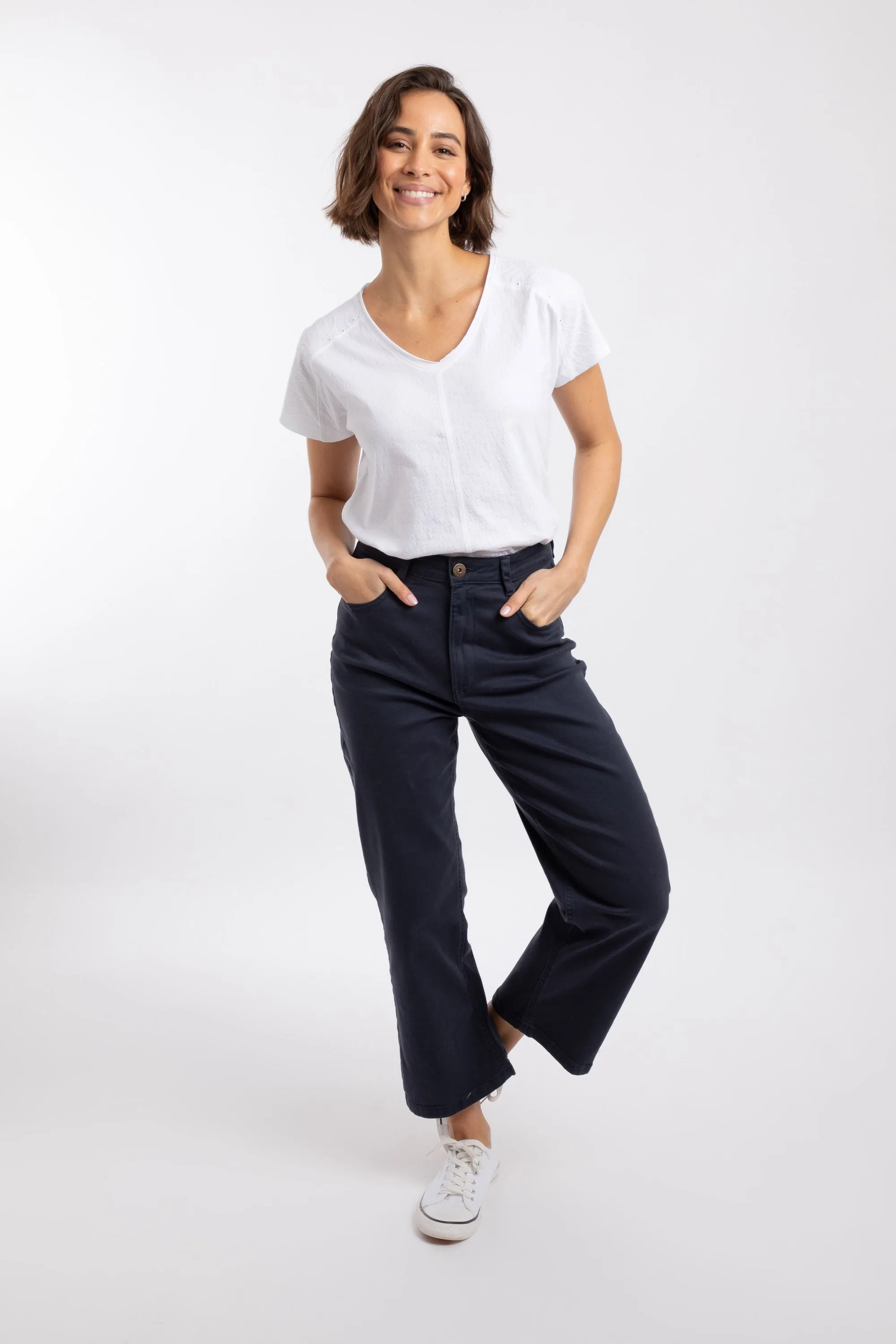 Soulina Womens Wide Leg Cropped Denim Jeans - - Size: 20 - Weird Fish - FashionsVida