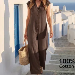 Mono casual de mujer de unicolor con cuello en V y botones, de manga corta M