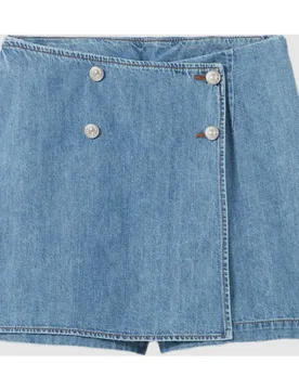 Falda pantalón vaquera suave con pespuntes contraste - CLAUDIE PIERLOT - FashionsVida