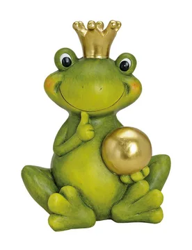 Dekofigur Froschkönig mit goldener Kugel aus Keramik - Wurm - FashionsVida