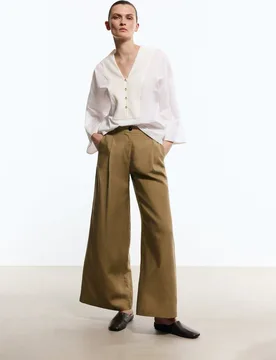 Blusón de mujer con escote pico y pechera - Woman Limited El Corte Inglés - FashionsVida