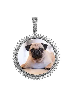 Sunflower Shaped Edge Custom Photo Pendant Round Medallion Micro‑Paved CZ Zircon DIY Memory Hip‑Hop Necklace Charm Wholesale - Aliexpress - FashionsVida