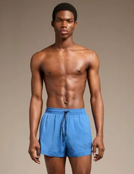 Pocketed Quick Dry Logo Graphic Swim Shorts Blue male - BOSS - FashionsVida