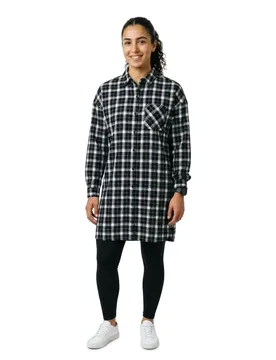 Robe à Manches Longues Ashton Black Plaid S - Santa Cruz - FashionsVida