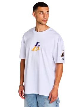 Lakers Wave Herren T-Shirts - Weiß - Größe XL - Baumwoll-Jersey White XL - Pro Standard - FashionsVida